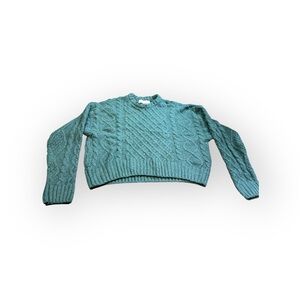 💚 PINK ROSE | Teal Cable Knit Cropped Sweater NWT